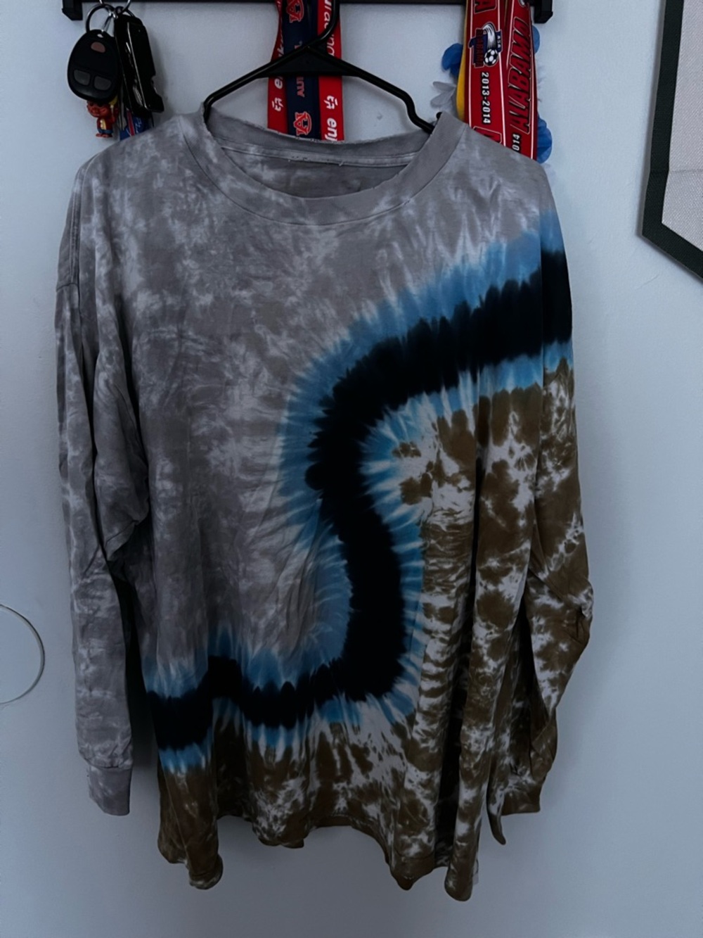 Harley-Davidson Long Sleeve Tie-Dye Tee in Gray, Blue, Black, Brown
